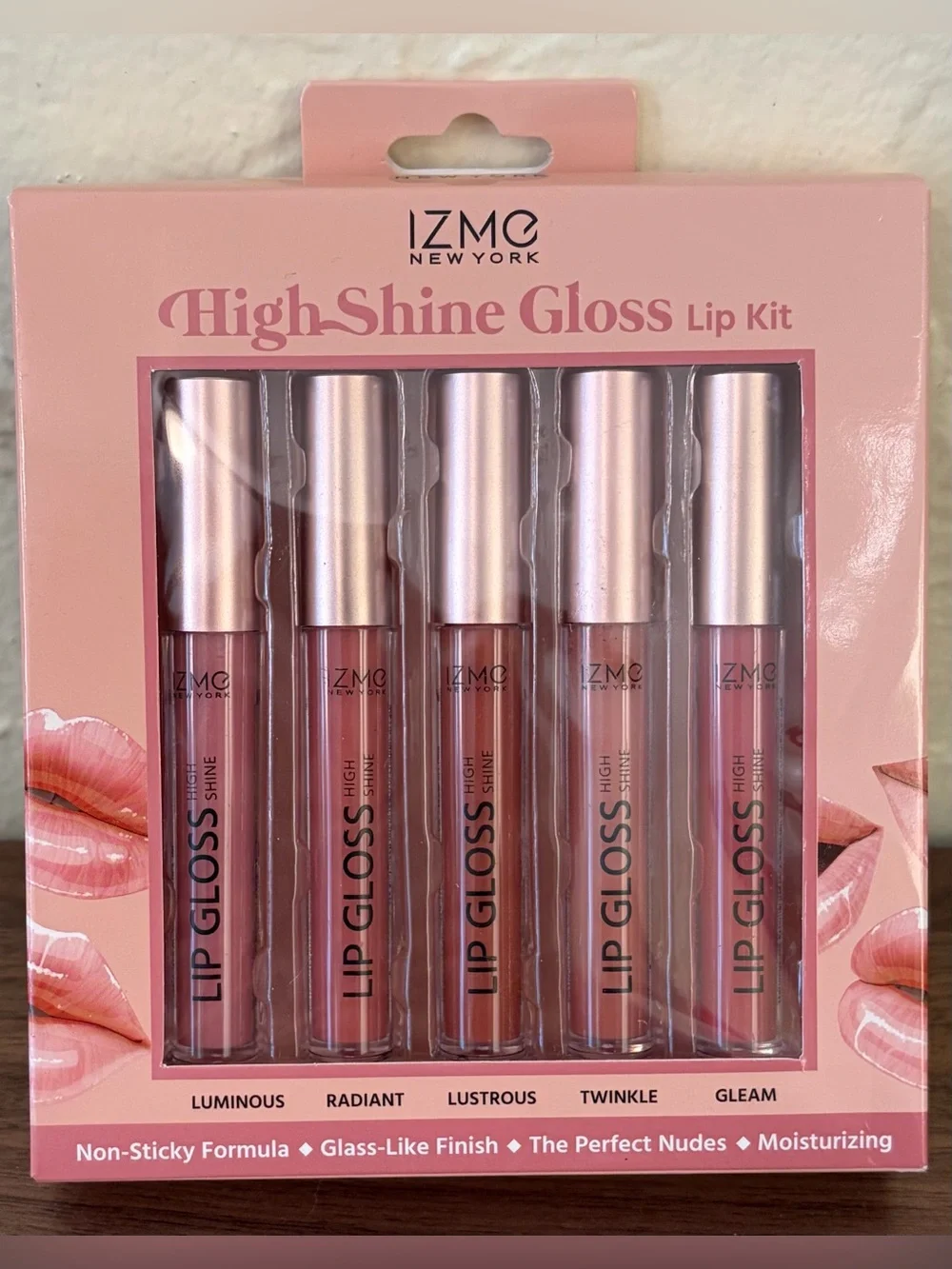 IZME New York High Shine Lip Gloss Kit 5 Nude Shades New